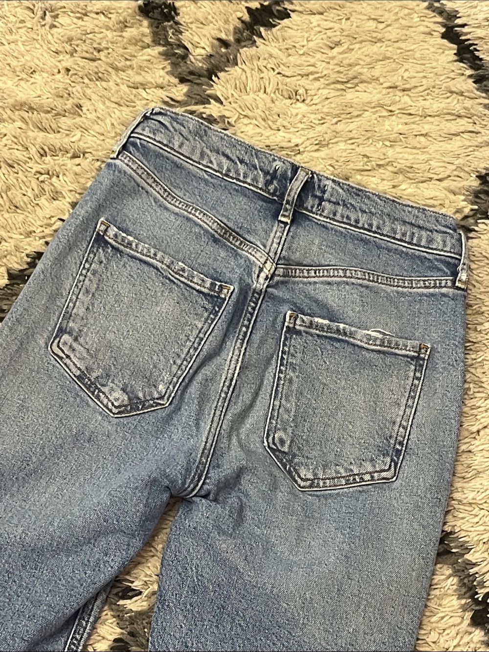AGOLDE Riley Long High Rise Straight Jeans Size 24 Raw Hem Blue Denim - Picture 8 of 8
